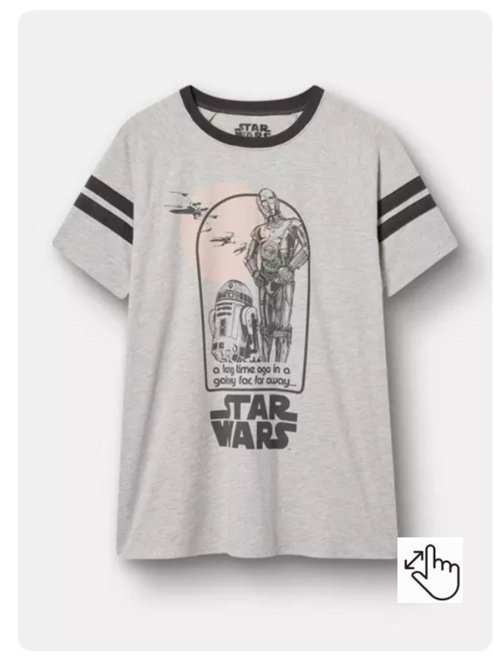 Hybrid Apparel Gray Star Wars Graphic Tee with Black Trim